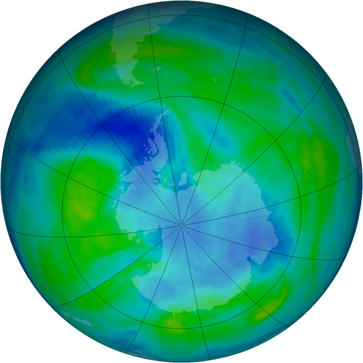 Antarctic ozone map for 23 March 1985